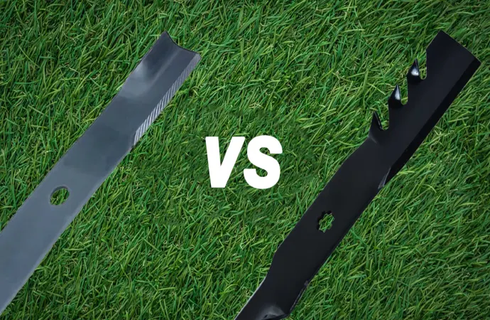 What is the difference between standard blades and mulching blades?