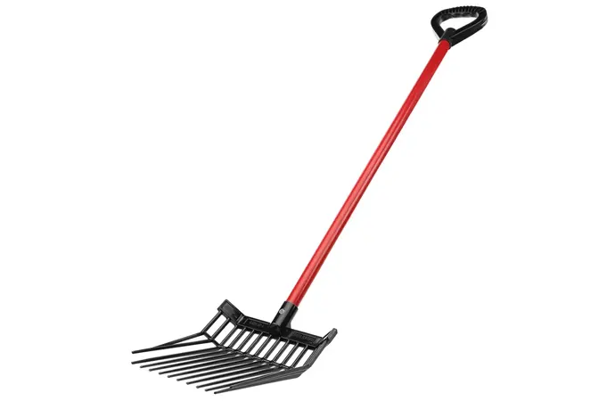 A manure fork features very sharp tines that are intended for cutting into manure or compost.