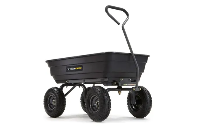 As its name suggests, this garden cart has four wheels that is used for hauling huge loads.